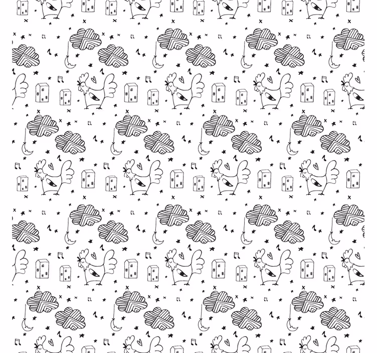 Toile fenêtre salon poules noires et blanches nordiques - TenStickers