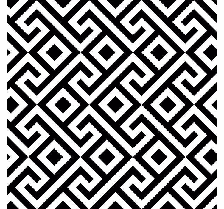 Toile fenêtre salon motif géométrique noir et blanc - TenStickers