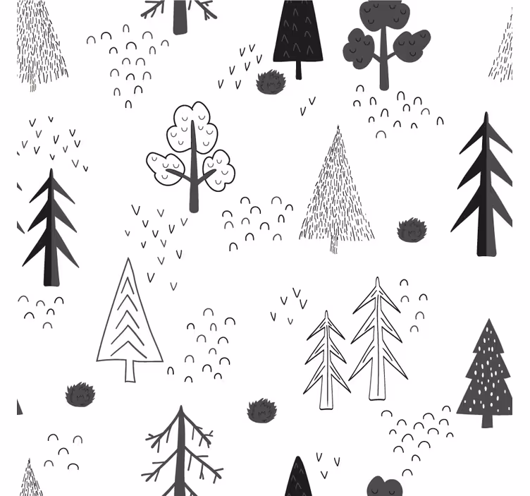 Toile fenêtre salon arbres minimalistes style nordique - TenStickers