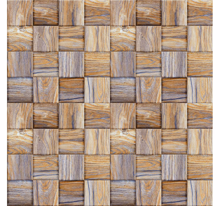 Toile fenêtre salon imitation mosaïque bois années 80 - TenStickers