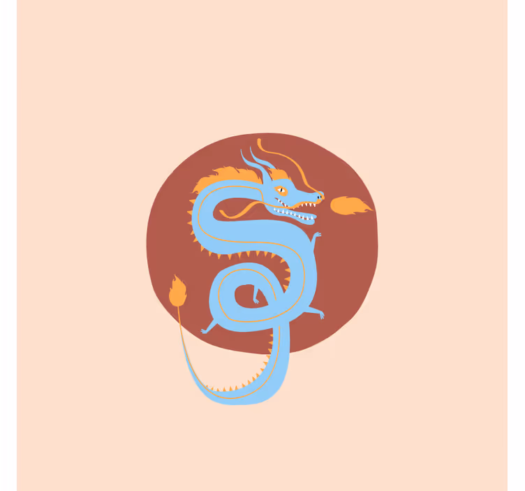 Toile fenêtre salon dragon bleu clair - TenStickers