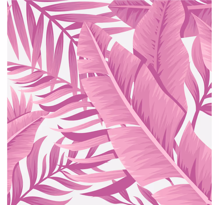 Toile fenêtre salon feuilles de palmier roses tropicales - TenStickers