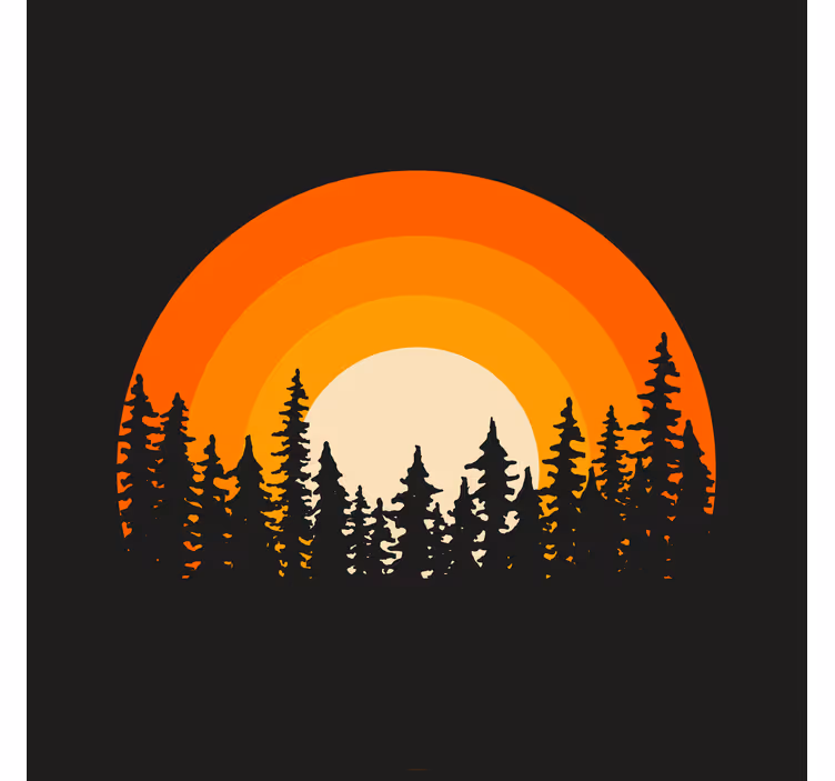 Toile fenêtre salon lever de soleil en forêt sombre - TenStickers
