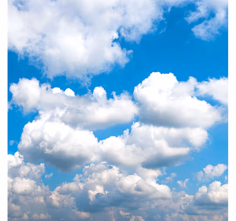 Toile fenêtre salon ciel bleu avec nuages - TenStickers