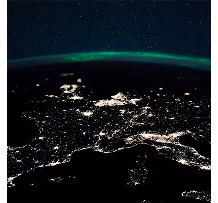 Toile fenêtre salon lumière nord étoiles et terre - TenStickers