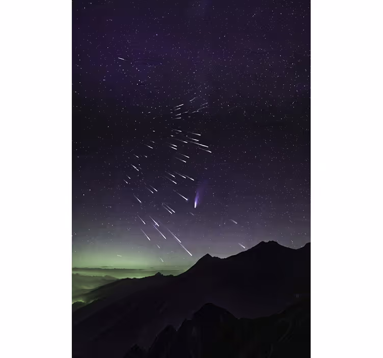 Toile fenêtre salon pluie d'étoiles filantes - TenStickers