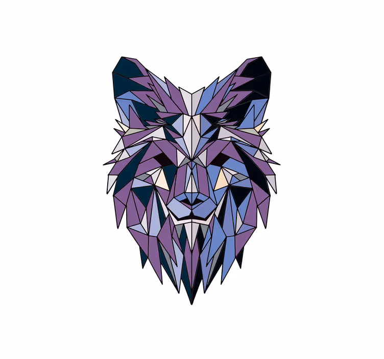 Toile fenêtre salon loup géométrique - TenStickers
