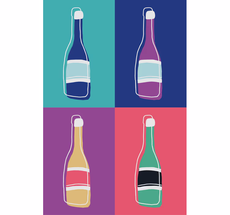 Toile fenêtre salon bouteilles de champagne pop art - TenStickers