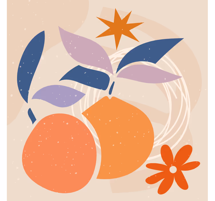 Toile fenêtre salon design abstrait minimaliste fruits - TenStickers