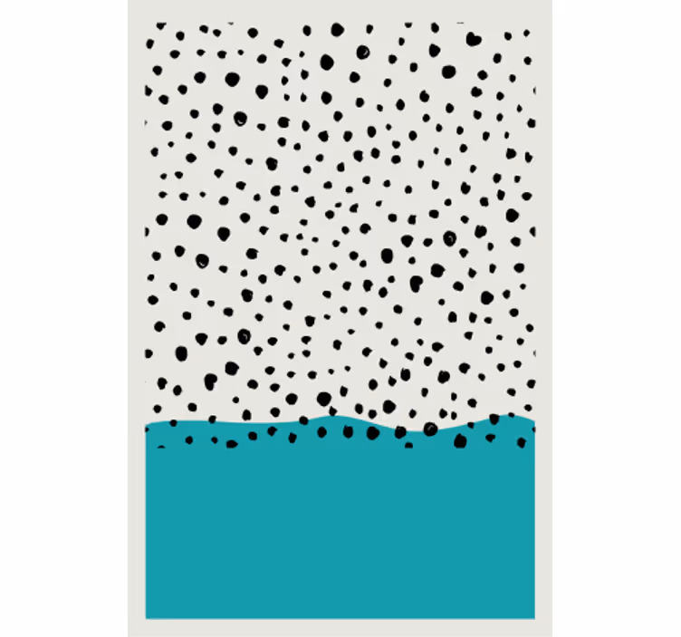 Toile fenêtre salon tableau abstrait bleu à pois noirs - TenStickers