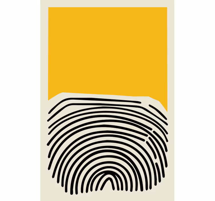 Toile fenêtre salon tableau abstrait jaune et noir - TenStickers