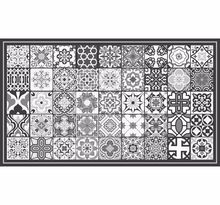 Toile fenêtre gris motif mosaïque rustique foncé - TenStickers
