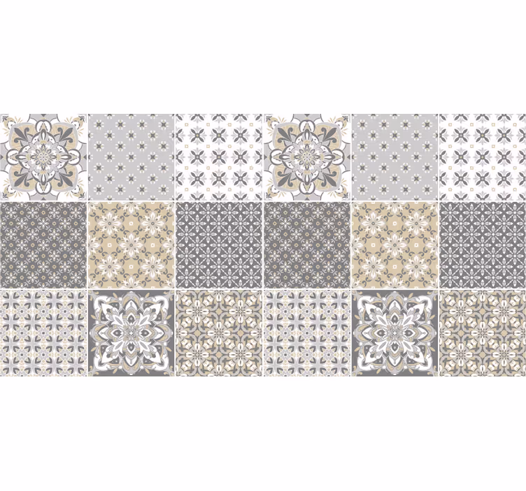 Toile fenêtre beige effet carrelage marocain - TenStickers