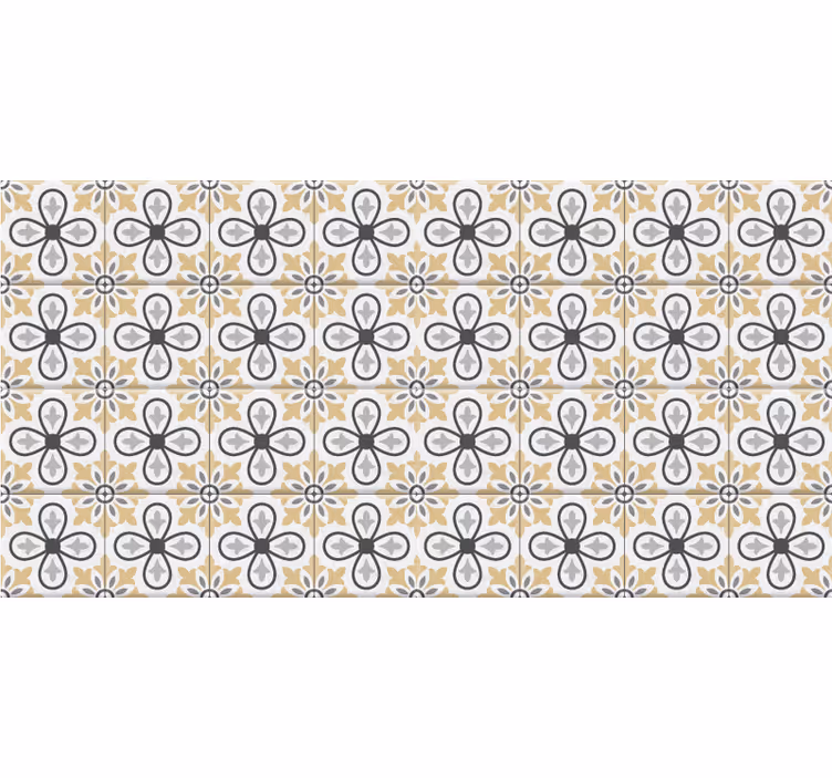 Toile fenêtre beige carreaux rétro cuisine - TenStickers