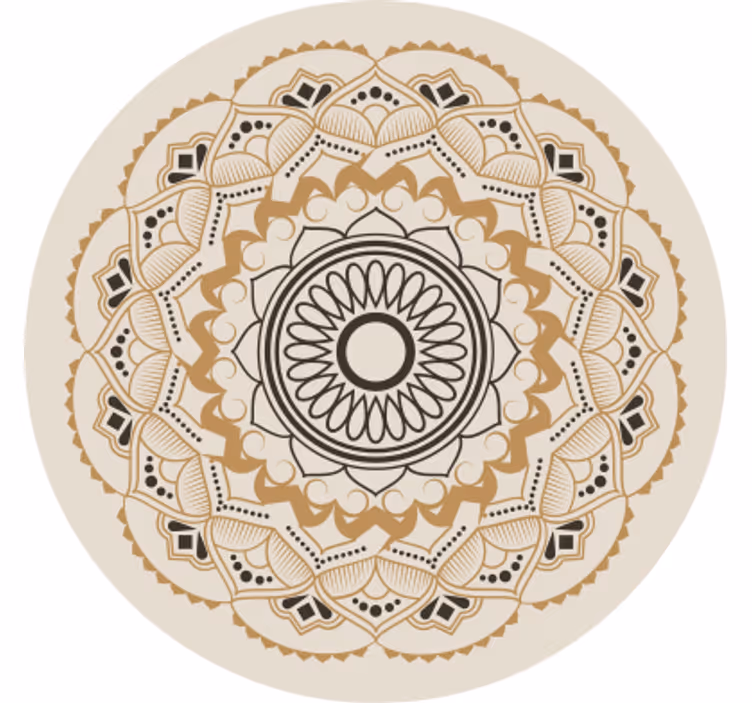 Toile fenêtre beige design mandala circulaire beige - TenStickers