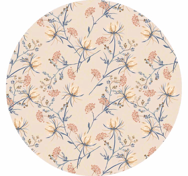 Toile fenêtre beige motif floral botanique - TenStickers