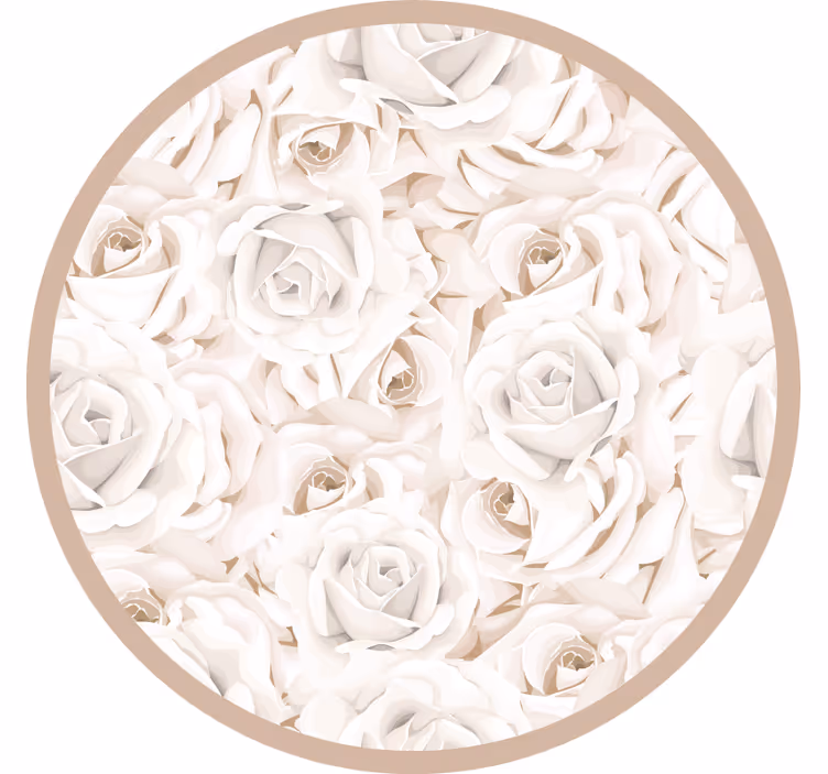 Toile fenêtre beige roses blanches élégantes - TenStickers