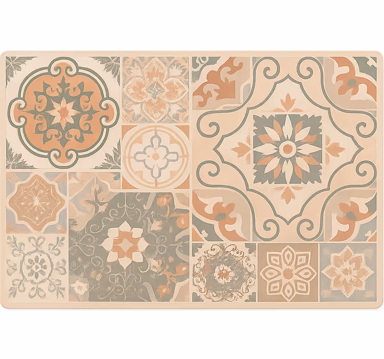 Toile fenêtre beige carreaux de ciment diverses tailles - TenStickers