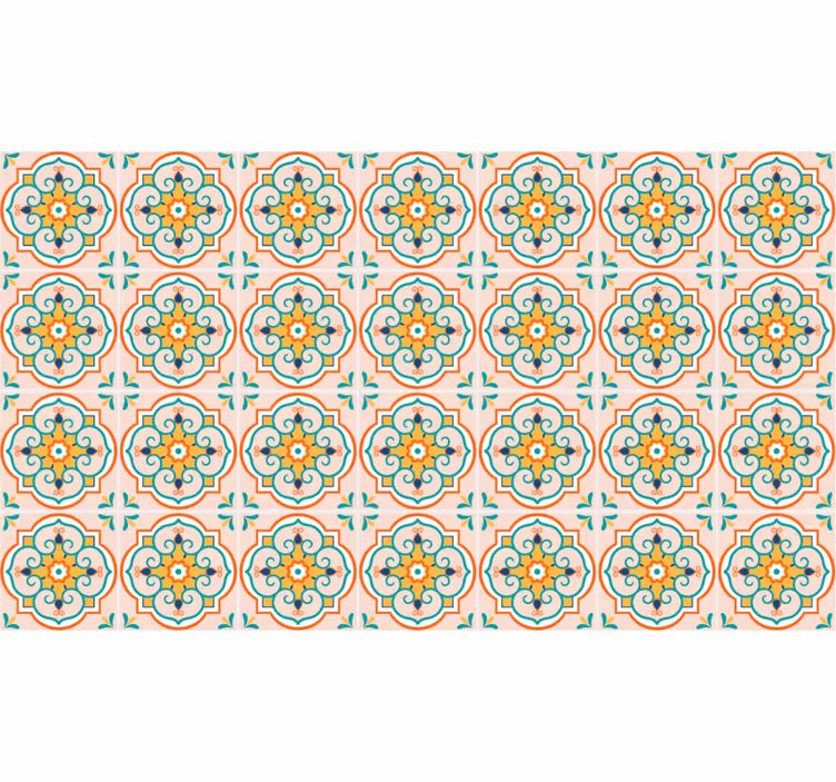 Toile fenêtre beige design carré coloré - TenStickers