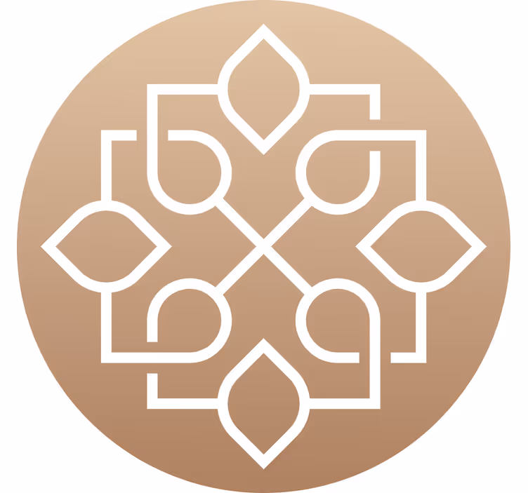Toile fenêtre beige motif mandala lignes géométriques - TenStickers