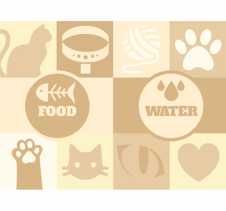Toile fenêtre beige pour eau et nourriture chats - TenStickers