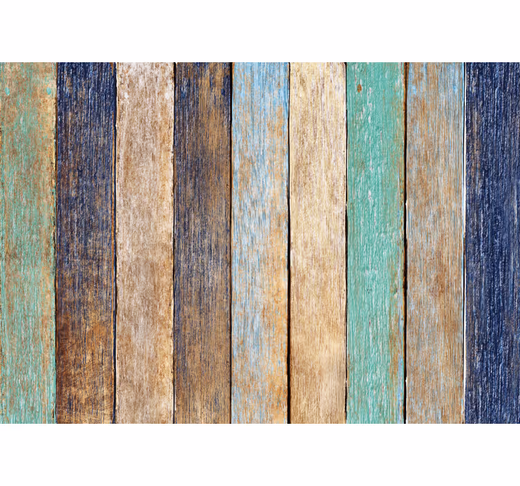 Toile fenêtre chambre planches en bois colorées - TenStickers