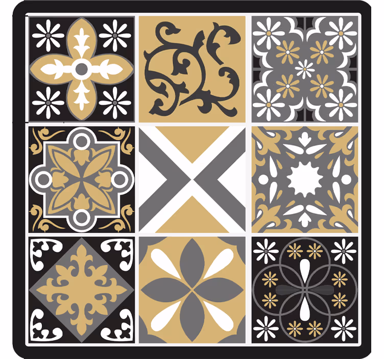 Toile fenêtre chambre carreaux dorés et argentés - TenStickers