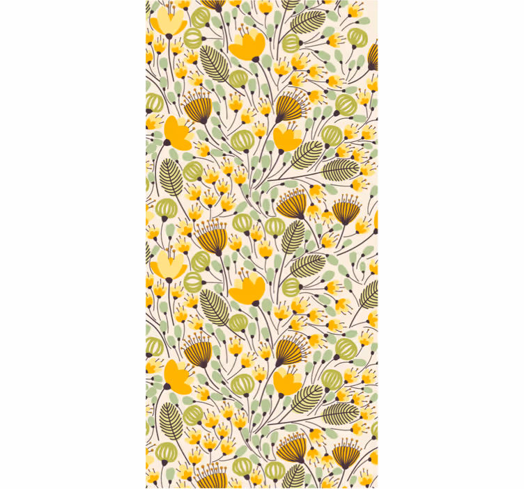 Toile fenêtre chambre dentelle florale jaune - TenStickers