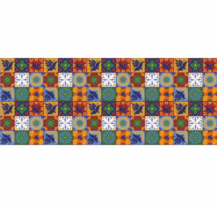Toile fenêtre chambre carreaux mexicains colorés - TenStickers
