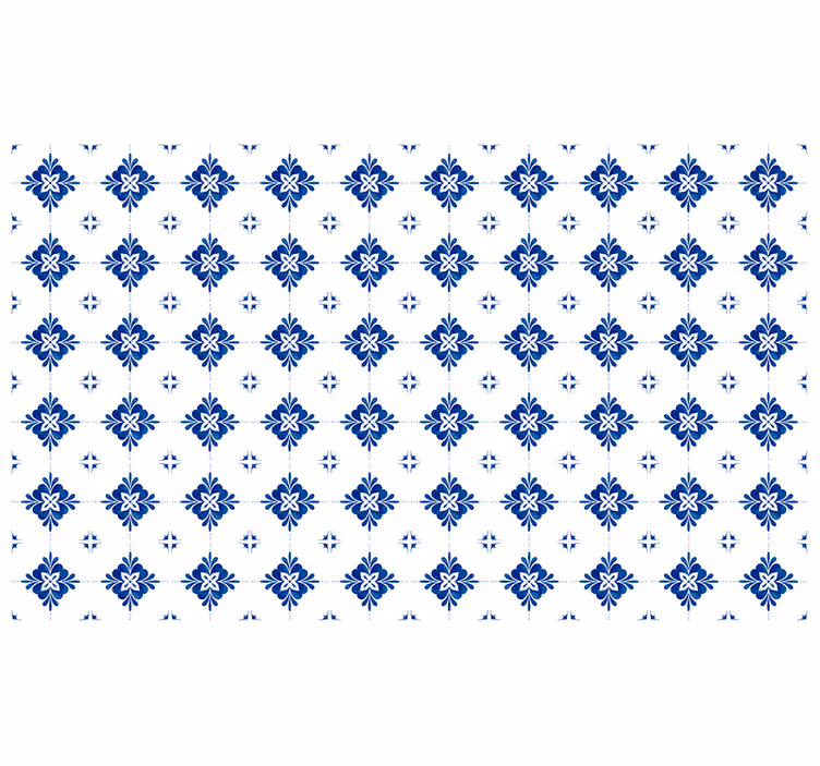 Toile fenêtre chambre carrelage bleu vintage - TenStickers