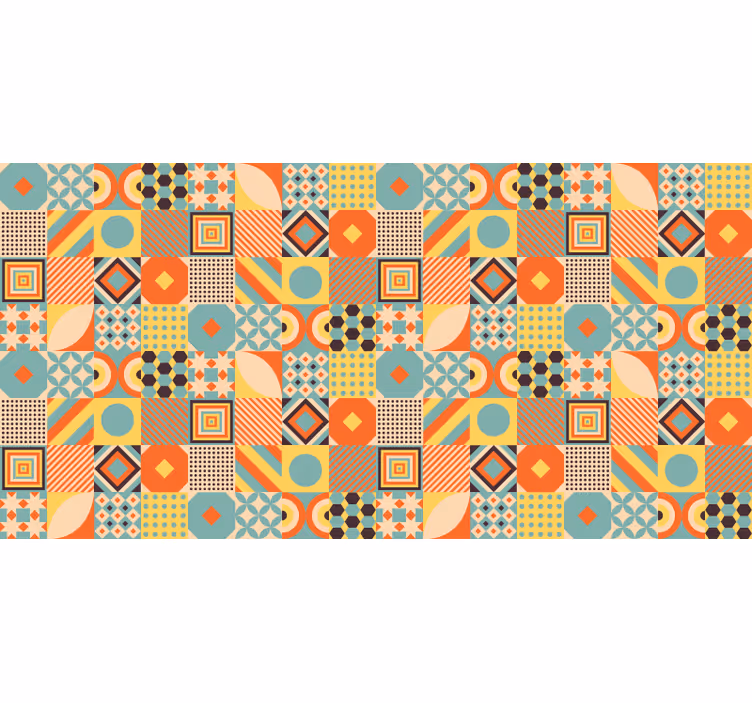 Toile fenêtre chambre carreaux colorés - TenStickers