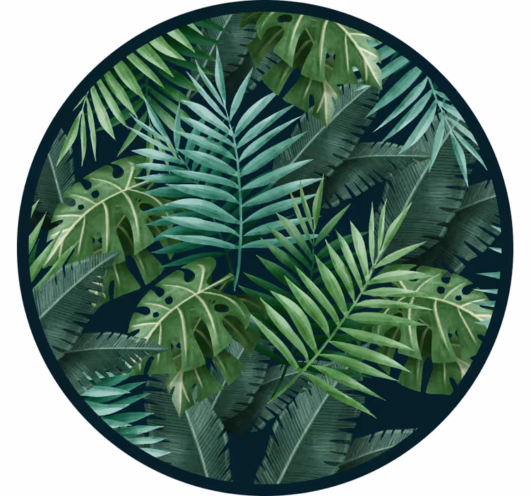 Toile fenêtre chambre feuilles exotiques circulaires - TenStickers