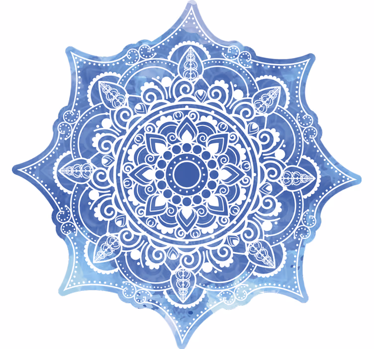 Toile fenêtre chambre mandala bleu aquarella - TenStickers