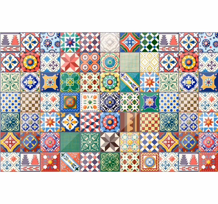 Toile fenêtre chambre carreaux mexicains verts - TenStickers