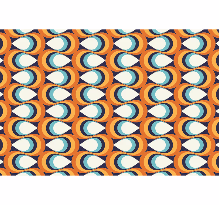 Toile fenêtre chambre motif cercles pointus 70s - TenStickers