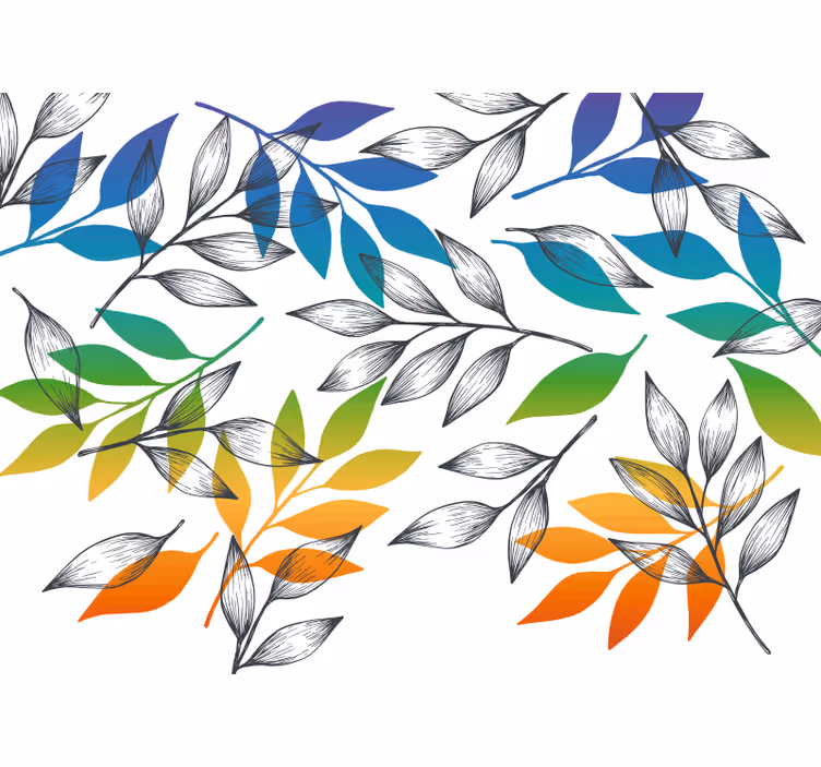 Toile fenêtre chambre motif feuilles arc-en-ciel - TenStickers