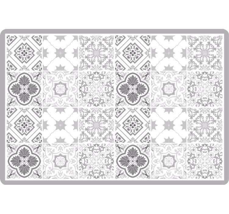Toile fenêtre chambre motif carreaux gris marocains - TenStickers