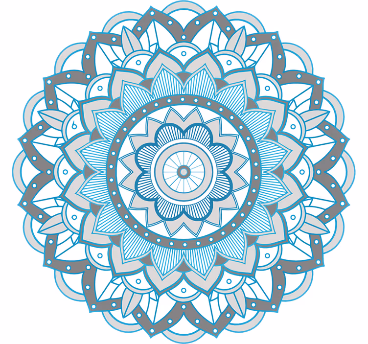 Toile fenêtre chambre design mandala bleu - TenStickers
