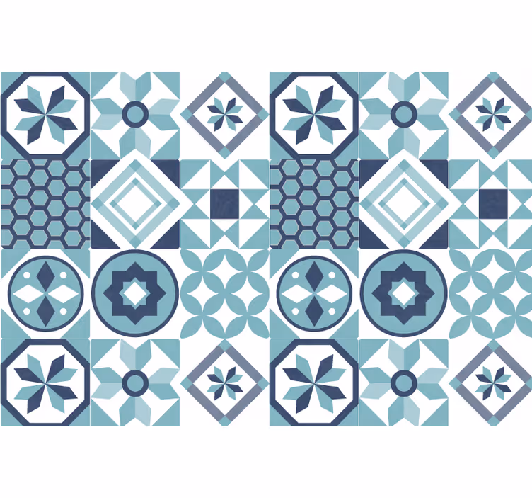 Toile fenêtre chambre ornements bleu foncé - TenStickers