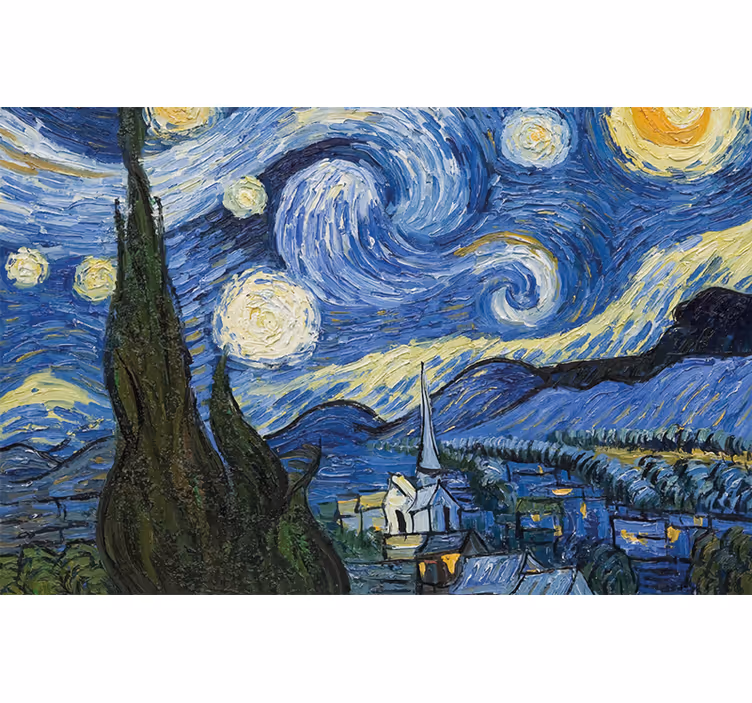 Toile fenêtre chambre nuit étoilée de van gogh - TenStickers