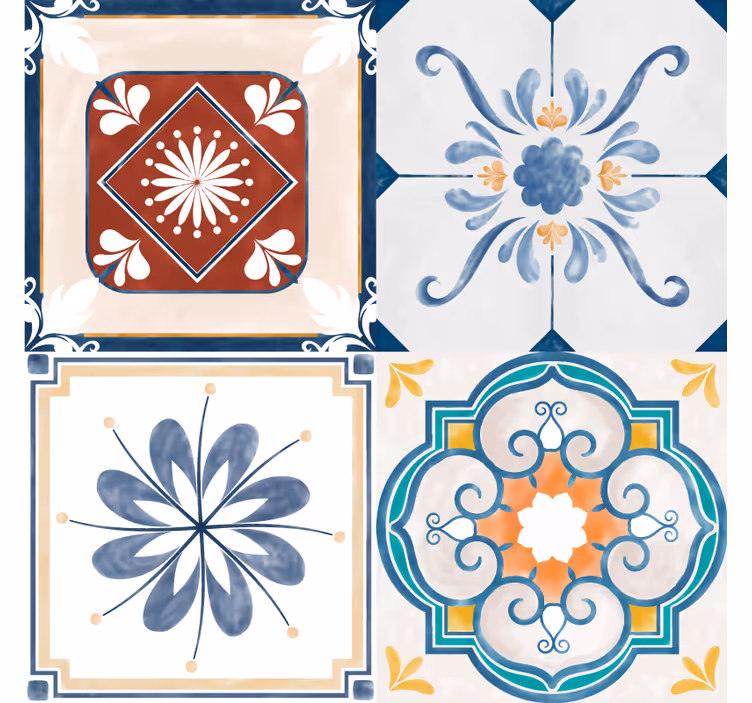 Toile fenêtre chambre carreaux de four vintage - TenStickers