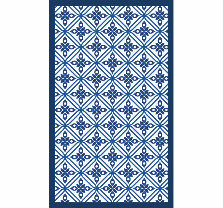 Toile fenêtre chambre motif japonais bleu et blanc - TenStickers