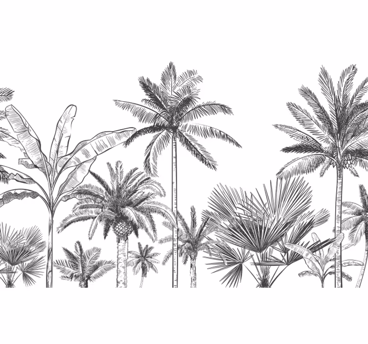 Toile blanche fenêtre murale de la jungle - TenStickers