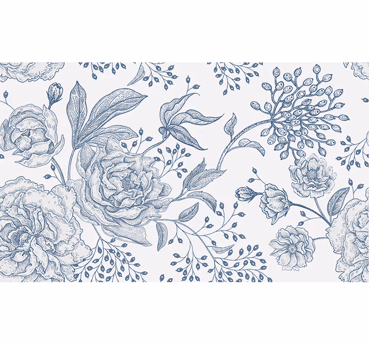 Toile blanche fenêtre design floral rétro - TenStickers