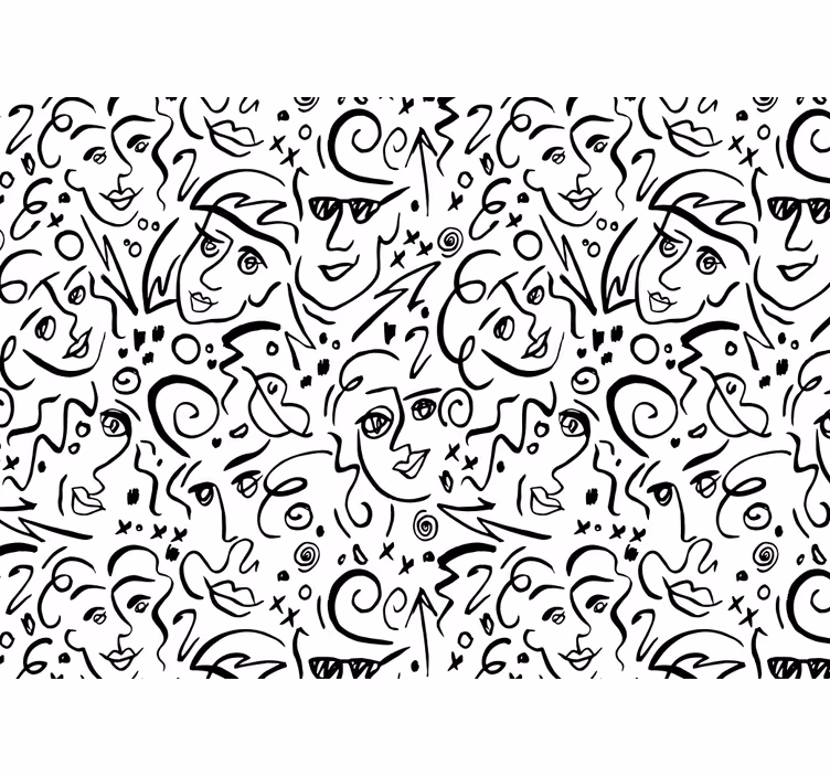 Toile blanche fenêtre art graffiti noir et blanc - TenStickers