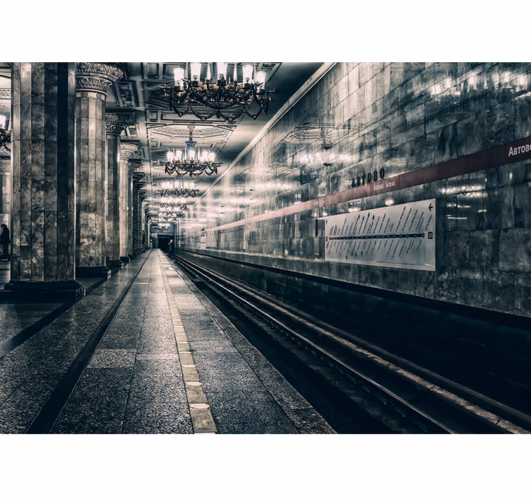 Toile fenêtre gris plateforme métro - TenStickers