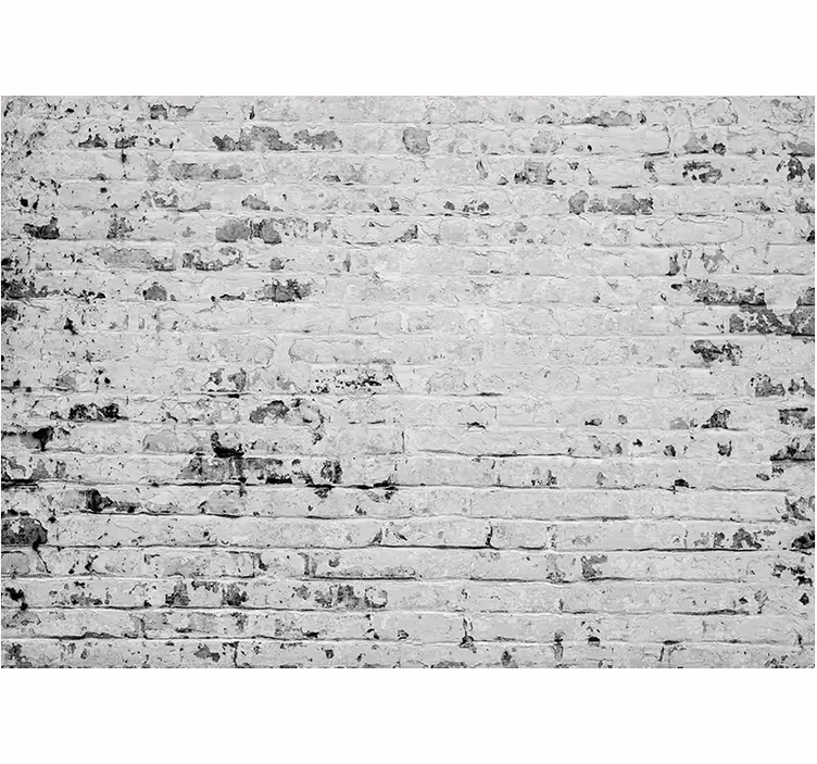 Toile fenêtre gris mur en briques blanches usées - TenStickers