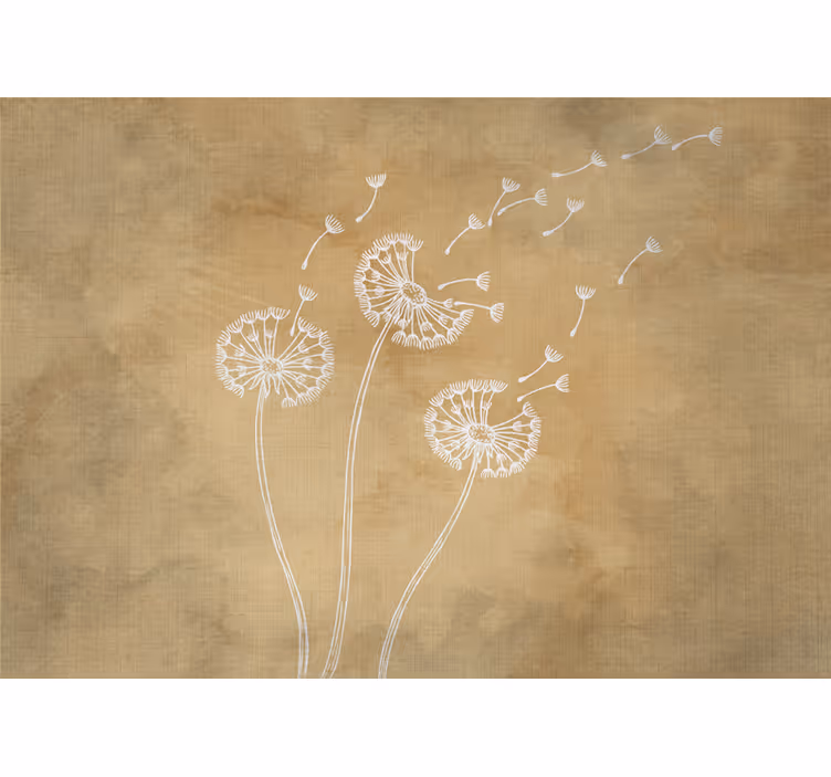 Toile fenêtre beige pissenlits avec et sans pétales - TenStickers