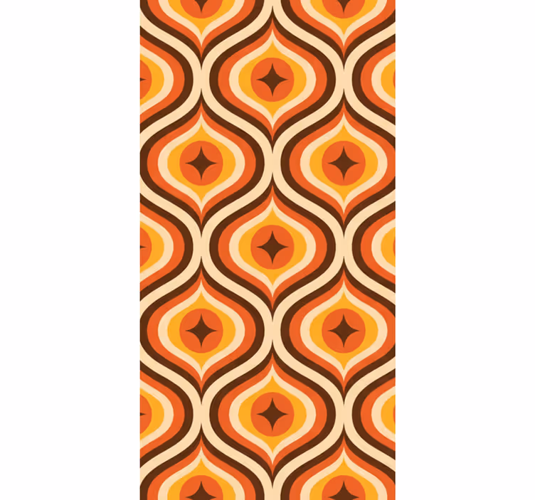 Toile fenêtre vintage motif orange des années 70 - TenStickers
