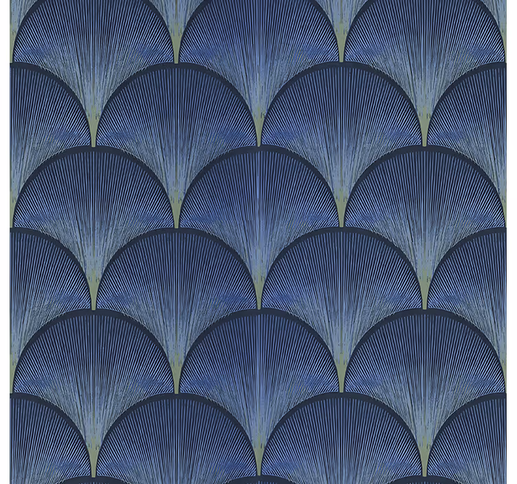 Toile fenêtre vintage motifs bleus art déco 1920 - TenStickers